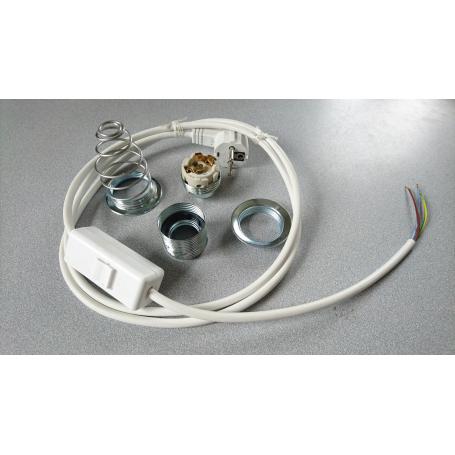Kit complet câble blindé de remplacement lampe Biologa Danell avec interrupteur bipolaire + douille + spire de blindage | E27