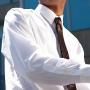 Chemise anti-ondes pour homme en popeline, manches longues, coloris blanc