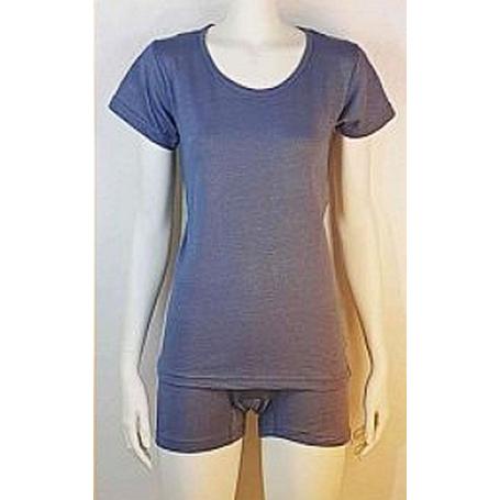 Tee-shirt anti-ondes Wavesafe pour femme coton bio encolure ronde manches courtes - gris anthracite