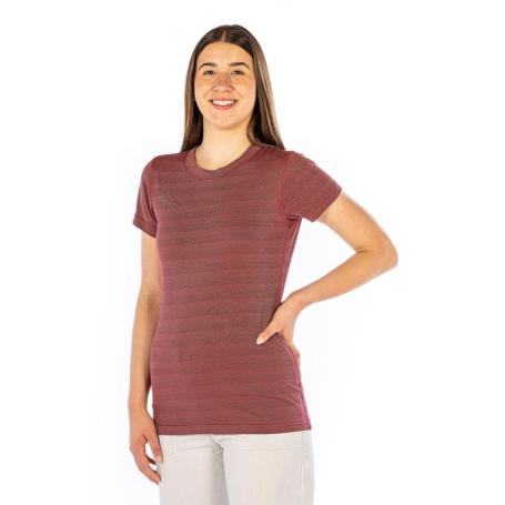 Tee-shirt de protection anti-ondes Wavesafe pour femme coton bio ras du cou manches courtes | Bordeaux