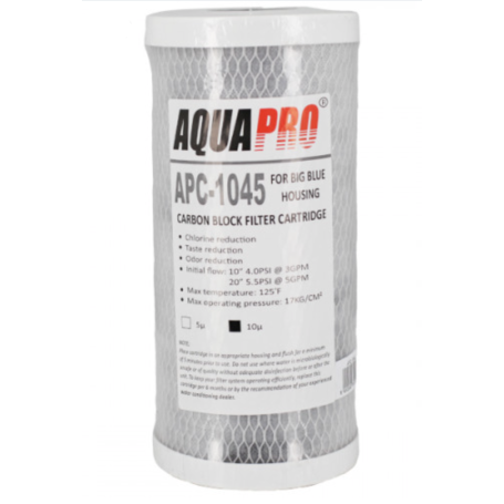 Cartouche charbon actif Big Blue APC 1045 10" 10 µm Aquapro | YdroKalk + Big Duo