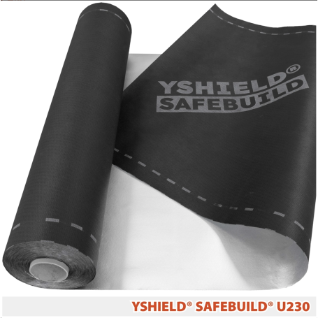 Sous-couche de protection anti-ondes et pare-pluie YShield® Safebuild® U230 | Hautes et basses fréquences - Largeur 1 mètre
