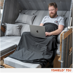 Couverture plaid de protection anti-ondes TDJ/TDB en tissu Black Jersey YShield - Hautes et basses fréquences | 2 dimensions