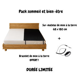 Pack Sommeil et Bien-être | Sur-matelas de earthing 68 x 180 cm + bracelet offert