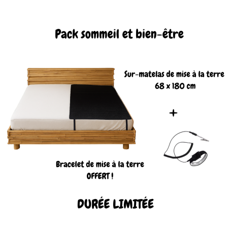 Pack Sommeil et Bien-être | Sur-matelas de earthing 68 x 180 cm + bracelet offert
