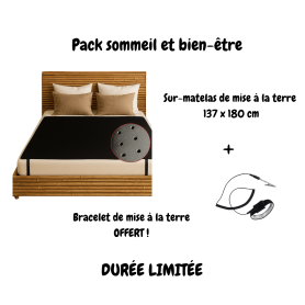 Pack Sommeil et Bien-être | Sur-matelas de earthing 137 x 180 cm + bracelet offert