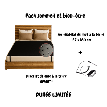 Pack Sommeil et Bien-être | Sur-matelas de earthing 137 x 180 cm + bracelet offert
