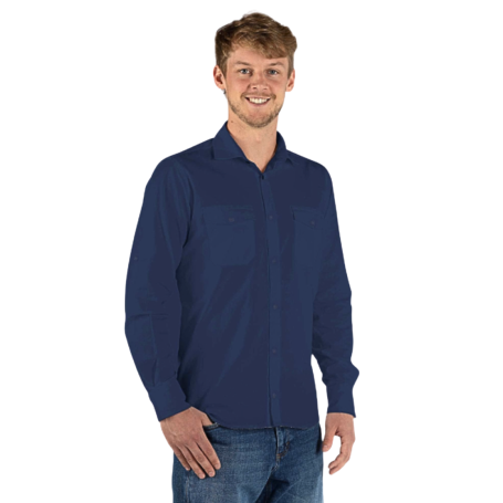 Chemise anti-ondes "Casual" Wavesafe homme - Tissu Swiss Shield® Ventus | Bleu foncé