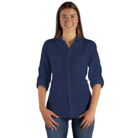 Chemise anti-ondes "Casual" Wavesafe femme - Tissu Swiss Shield® Ventus | Bleu foncé