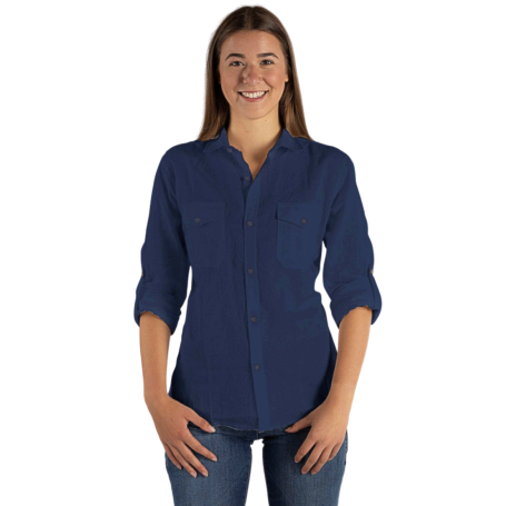 Chemise anti-ondes "Casual" Wavesafe femme - Tissu Swiss Shield® Ventus | Bleu foncé