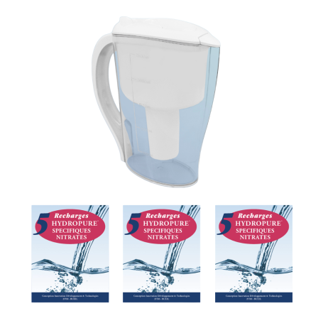 Pack | Carafe filtrante Hydropure + 15 recharges spécifiques Nitrates