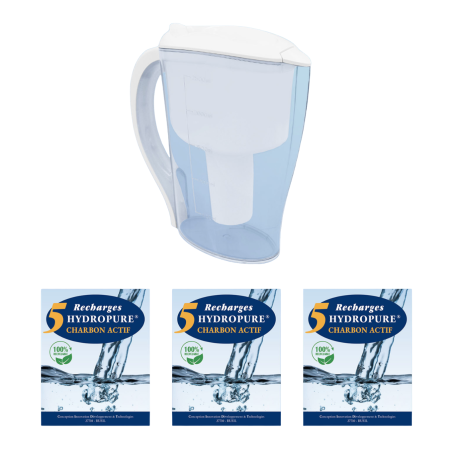 Pack | Carafe filtrante Hydropure + 15 recharges Charbon actif