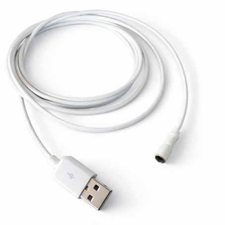 Câble USB-A de mise à la terre avec douille cylindrique | Blanc - 2 mètres