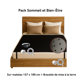 Pack Sommeil et Bien-Être | Natte de lit / sur-matelas Premium 137 x 180 cm & Bracelet de mise à la terre | Earthing by CdV