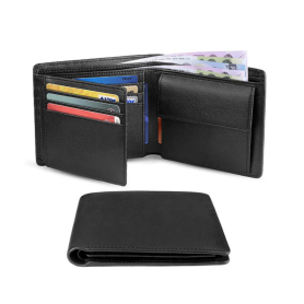 Portefeuille RFID et NFC en cuir véritable - Protection anti-piratage | Noir