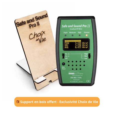 Mesureur hautes fréquences Safe and Sound Pro II SAFE LIVING + support bois gravé laser offert