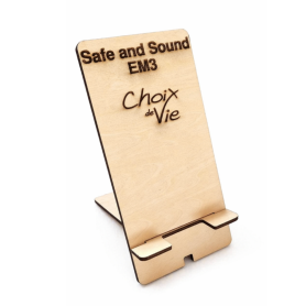 Support en bois gravé pour mesureur basses fréquences Safe and Sound EM3