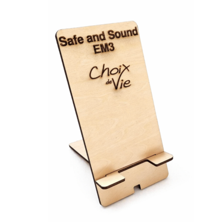 Support en bois gravé pour mesureur basses fréquences Safe and Sound EM3