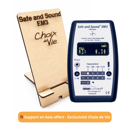 Mesureur basses fréquences Safe and Sound EM3 SAFE LIVING | Champs électriques, magnétiques et tension corporelle