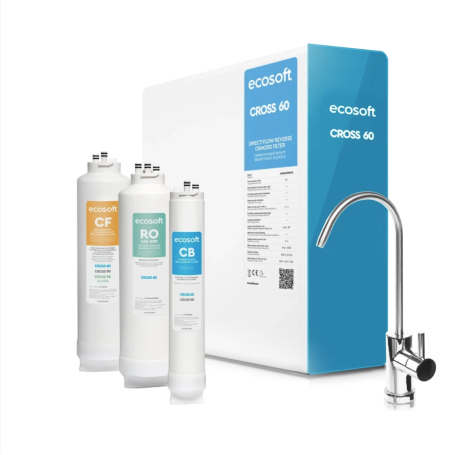Osmoseur Ecosoft CROSS 60 sous évier, sans réservoir | Eau pure 99,8 %, 60 l/h