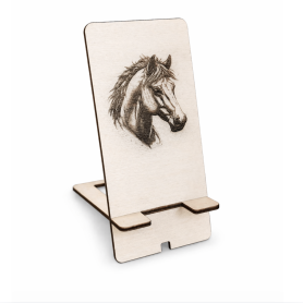 Support téléphone en bois gravé au laser 15 x 7 cm | Modèle "Allure"