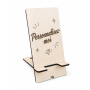Support téléphone en bois gravé au laser 15 x 7 cm | Modèle personnalisable