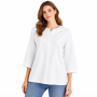 Blouse anti-ondes Wavesafe en tissu Swiss Shield Max Wear -45 dB, manches 3/4 | Blanc