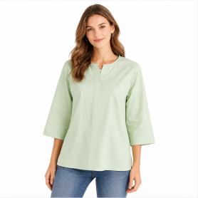 Blouse anti-ondes pour femme Wavesafe en tissu Swiss Shield Max Wear -45 dB, manches 3/4 | Vert menthe