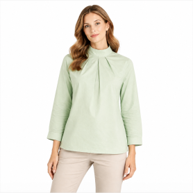 Chemisier anti-ondes Wavesafe "Élégance" en tissu Swiss Shield Max Wear -45 dB | Vert menthe