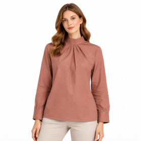 Chemisier anti-ondes Wavesafe "Élégance" en tissu Swiss Shield Max Wear -45 dB | Mocca