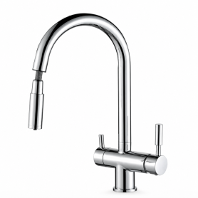 Robinet 3 voies Gliano BR316-1 avec bec extensible rétractable