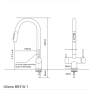 Robinet 3 voies Gliano BR316-1 avec bec extensible rétractable | Dimensions