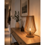 Lampe blindée Éclisse en contreplaqué avec socle rond en chêne massif
