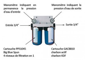 Cartouche filtrante GACBB10 charbon actif + 300 g KDF