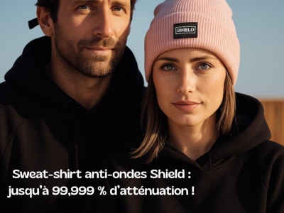 Sweat-shirt hoodie anti-ondes Shield : jusqu'à 99,999 % de protection !